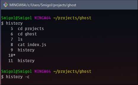 Eliminar comandos de linux