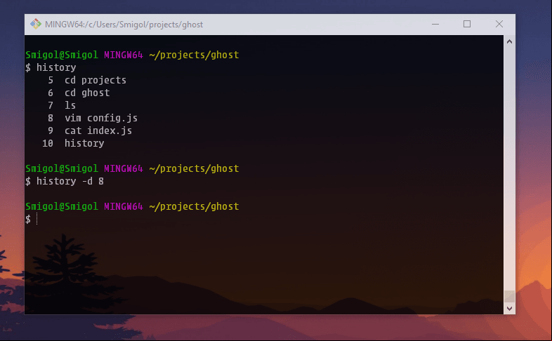 Eliminar comandos de linux