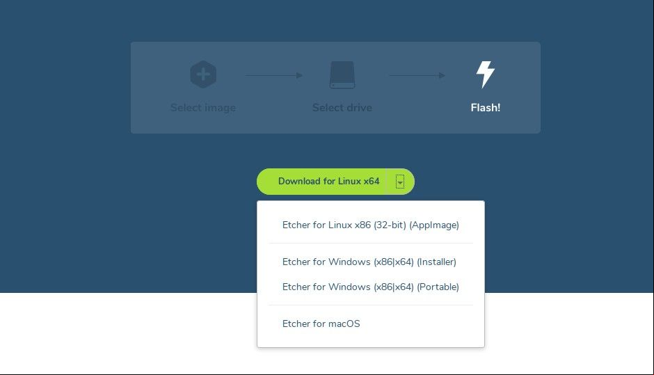 Etcher para grabar ISO a USB